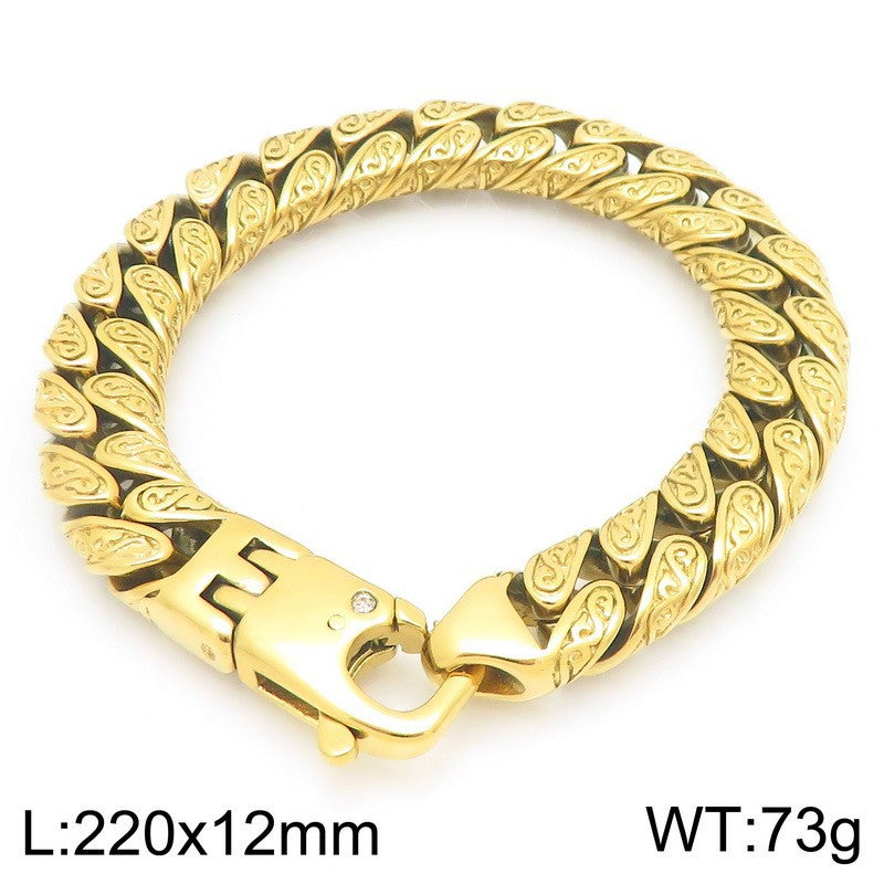 Trends Vacuum Plating Encrypted Cuban Chain Inlaid Zircon Bracelet