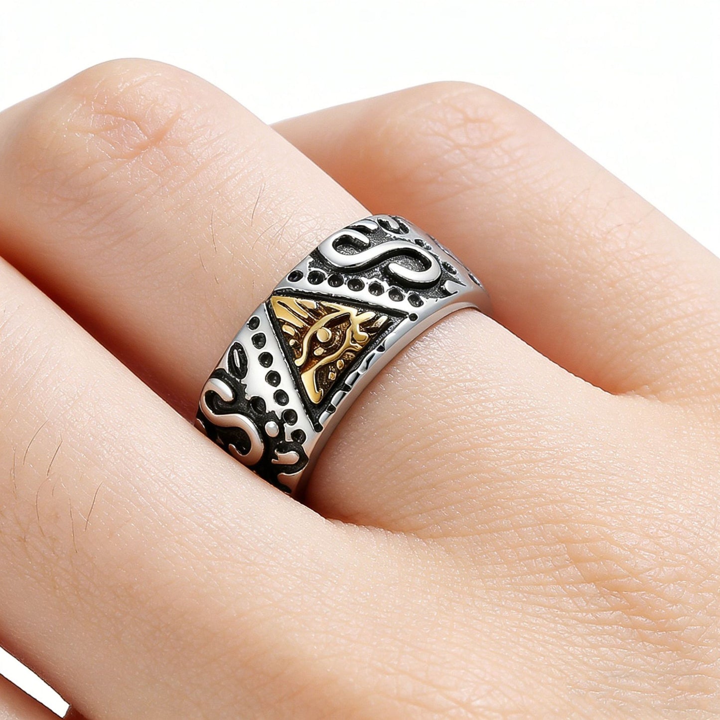 Planderful Omniscient Eye Vintage Ring Unisex Titanium Steel Protection Symbol Jewelry Ideal Gift For All