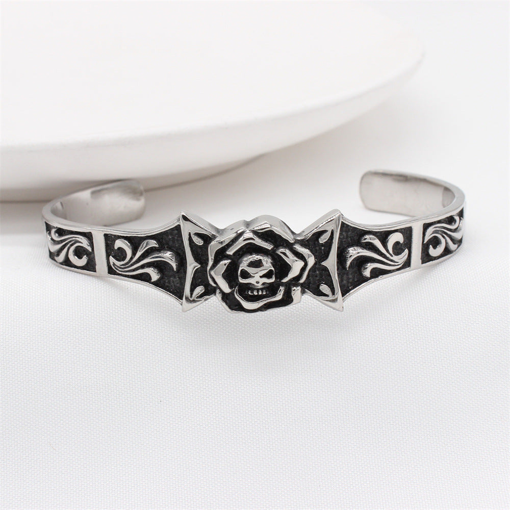 Planderful Everyday Genie – Unique Retro Skull Men's Titanium Steel Bracelet