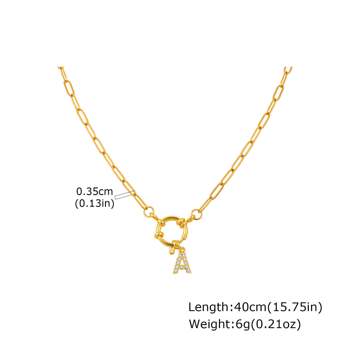 Name Letter Stainless Steel Small Square Chain Bubble Buckle Copper 26 Letter Necklace