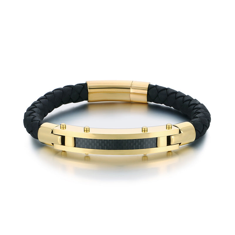Cool Carbon Fiber Woven Leather Bracelet – & Men's Stainless Steel Bracelet