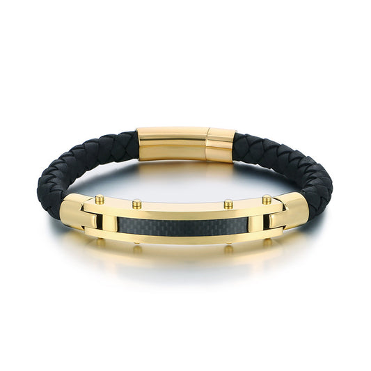 Cool Carbon Fiber Woven Leather Bracelet – & Men's Stainless Steel Bracelet