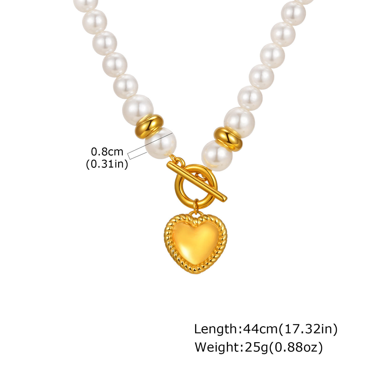 Stainless Steel Pearl Heart Necklace