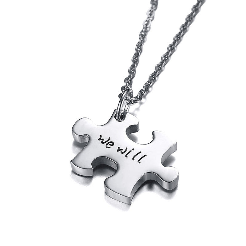 Stainless Steel Friendship Puzzle Necklace Gold Rose Gold Accessories