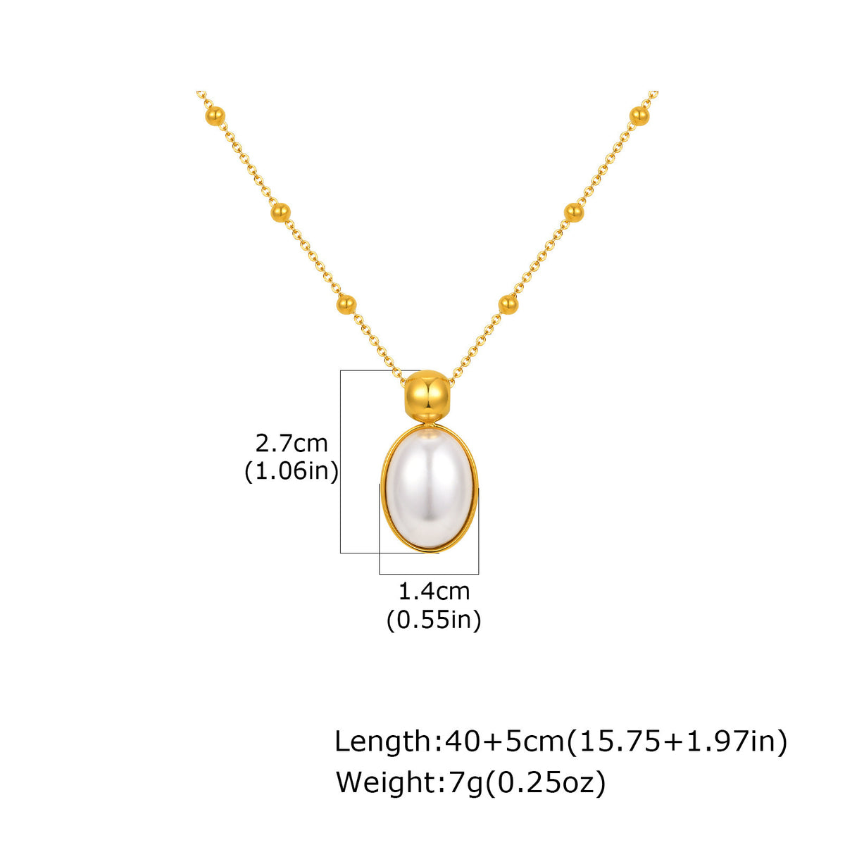 Stainless Steel Flat Cross Chain Pearl Spacer Copper Material Heart Flower Double Necklace