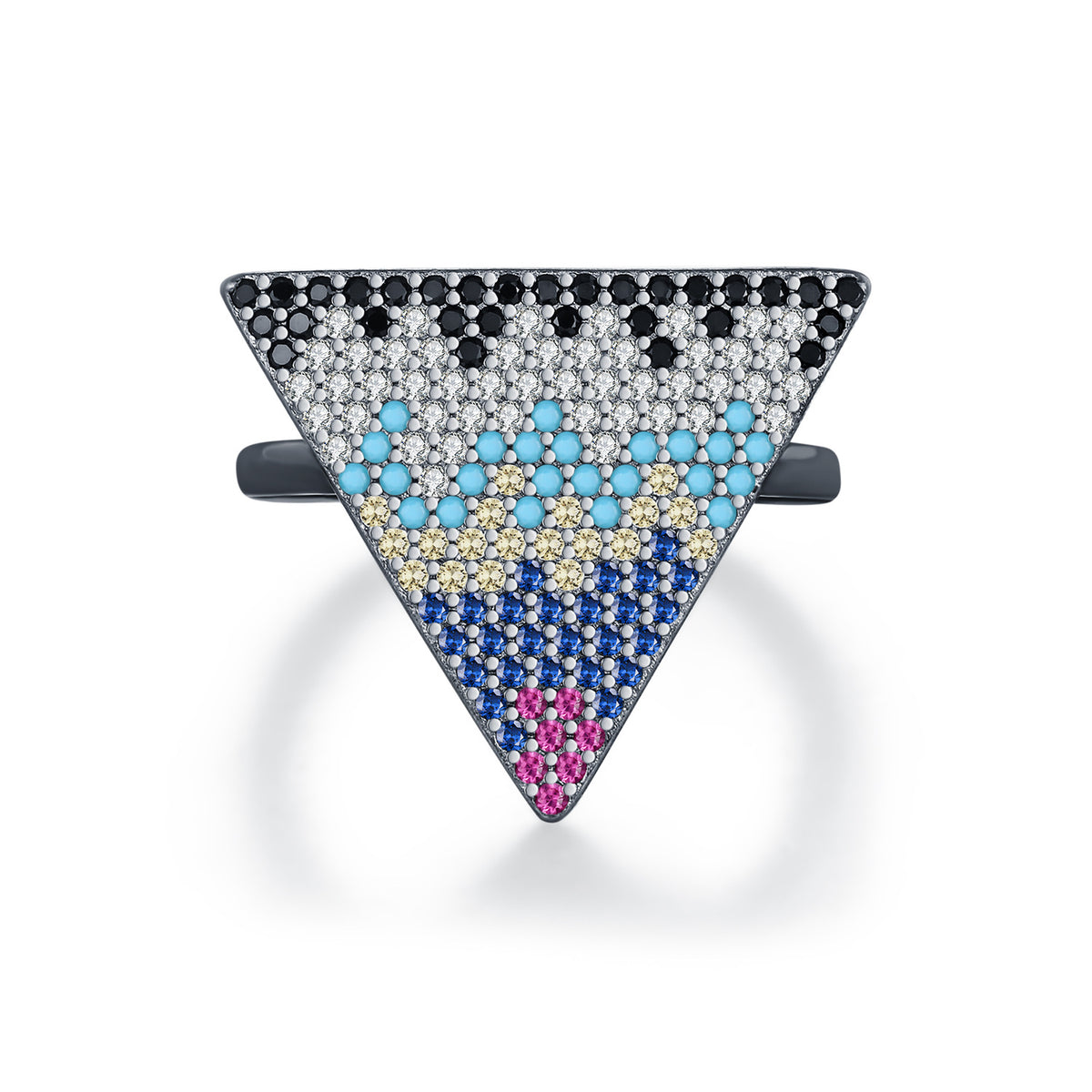 925 Sterling Silver Pavé Zircon Triangle Ring