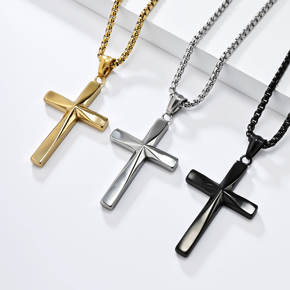 INS Gender-Free Titanium Steel Cross Necklace for All