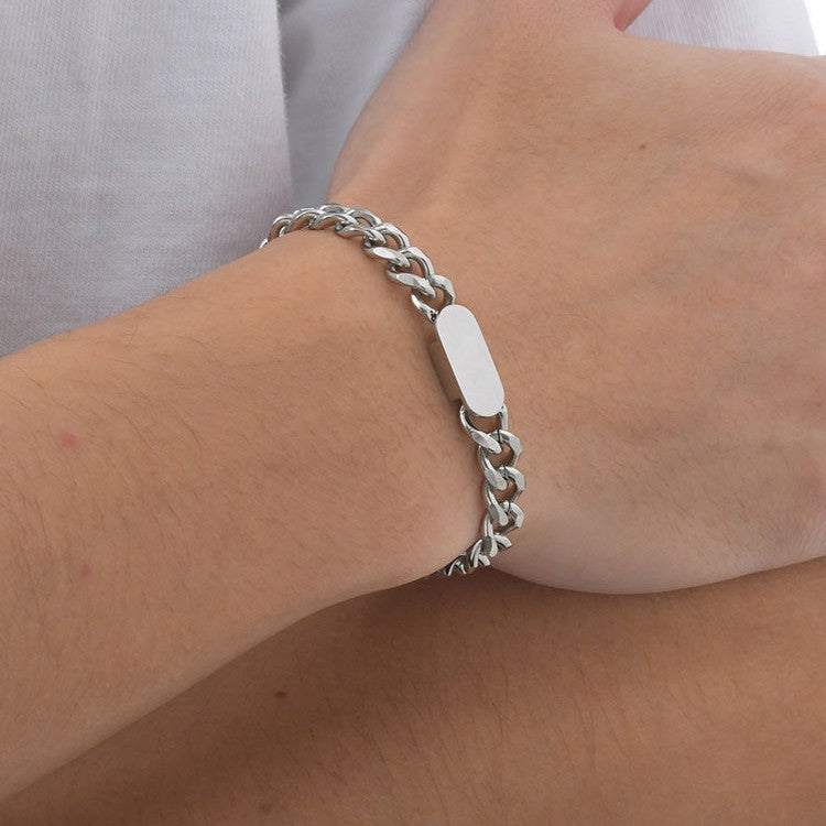 Stylish Men's Stainless Steel Grinding Bracelet Steel Color