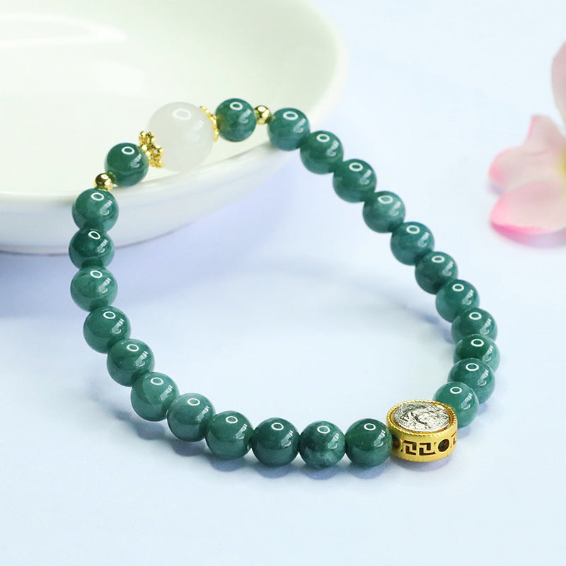 Blue Water Jadeite Classic 6.8 mm Beaded Bracelet