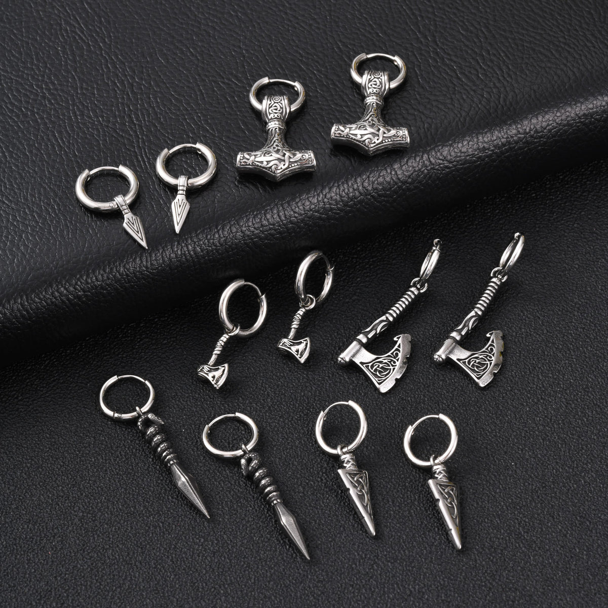 Antiqued Silver Symbol Hoop Earrings — 6 Styles