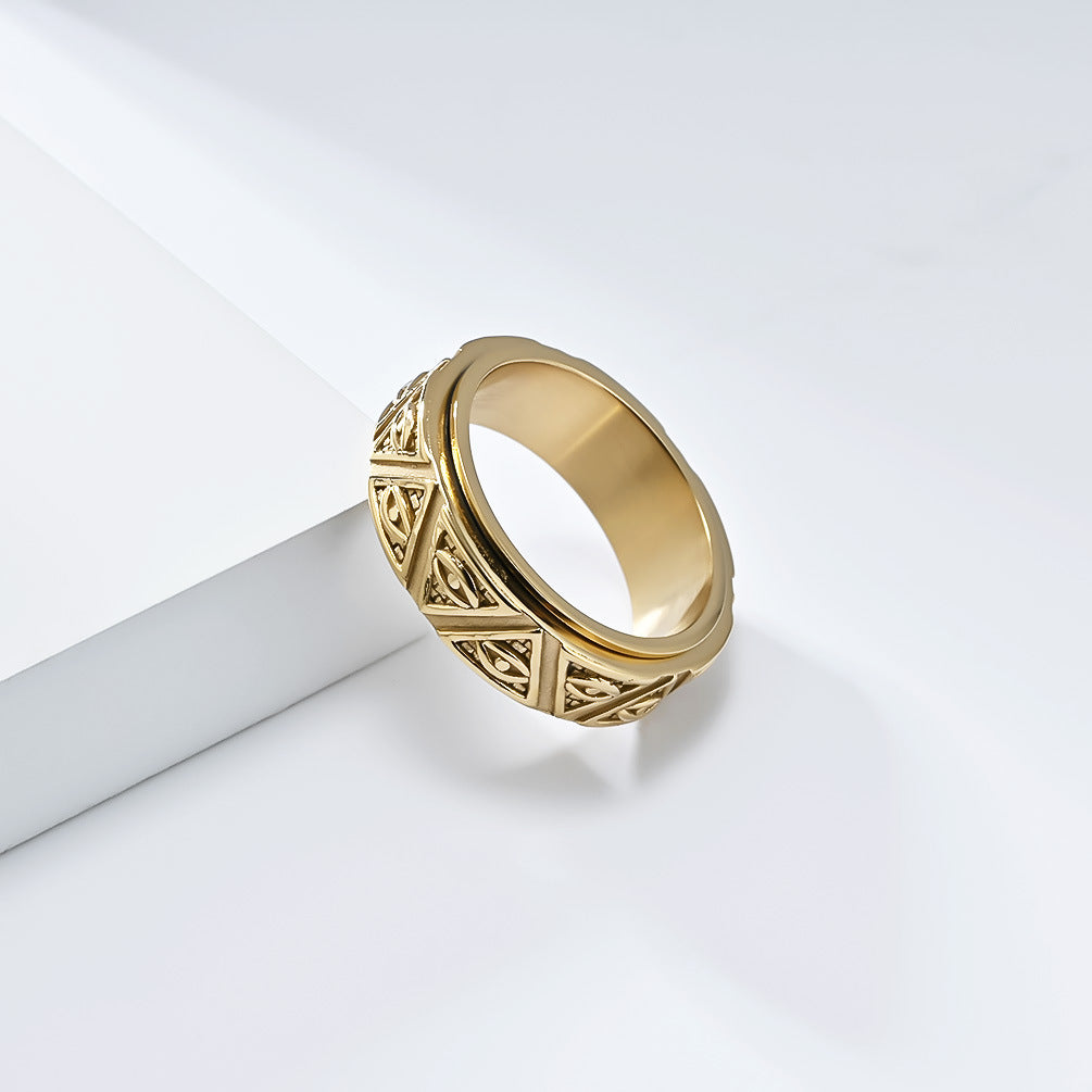 Planderful Eye Of Horus Ring Rotating Titanium Stainless Steel Pyramid Guardian For Mythology Lovers Unisex