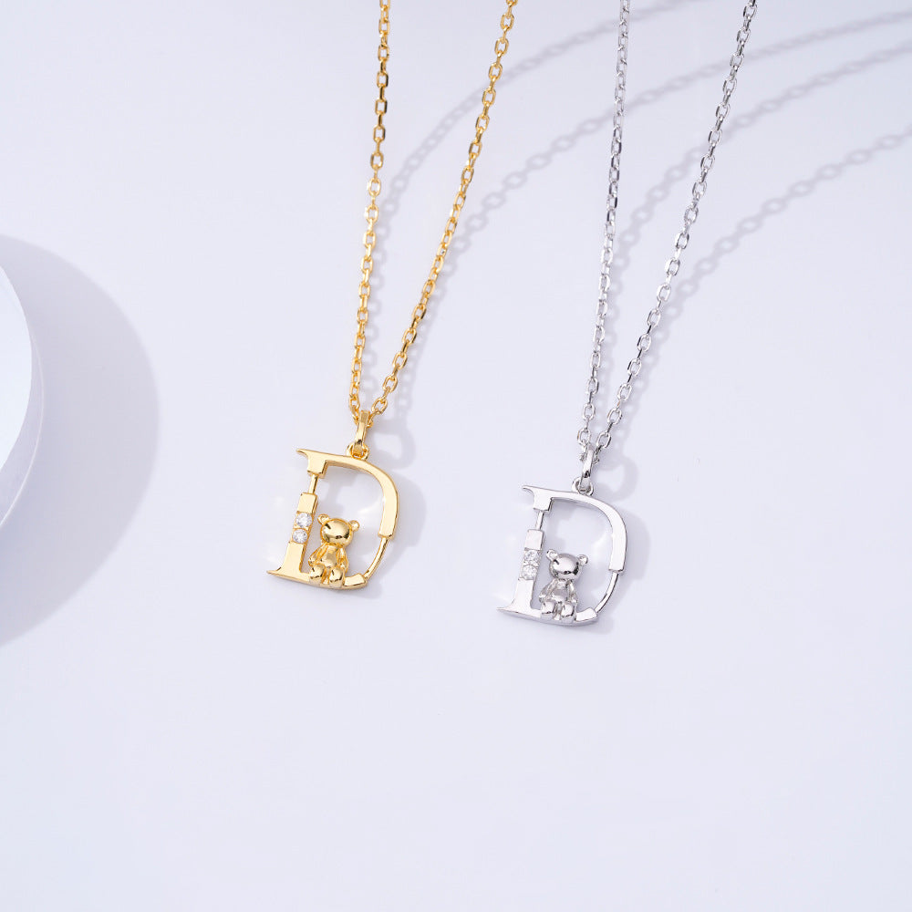 Korean Internet Celebrity Temperament Bear Letter Necklace