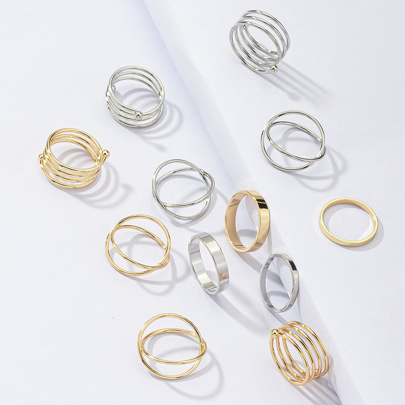 Trendy Geometric Ring Set Collection - Fashionable Instagram Jewelry Pieces for Summer