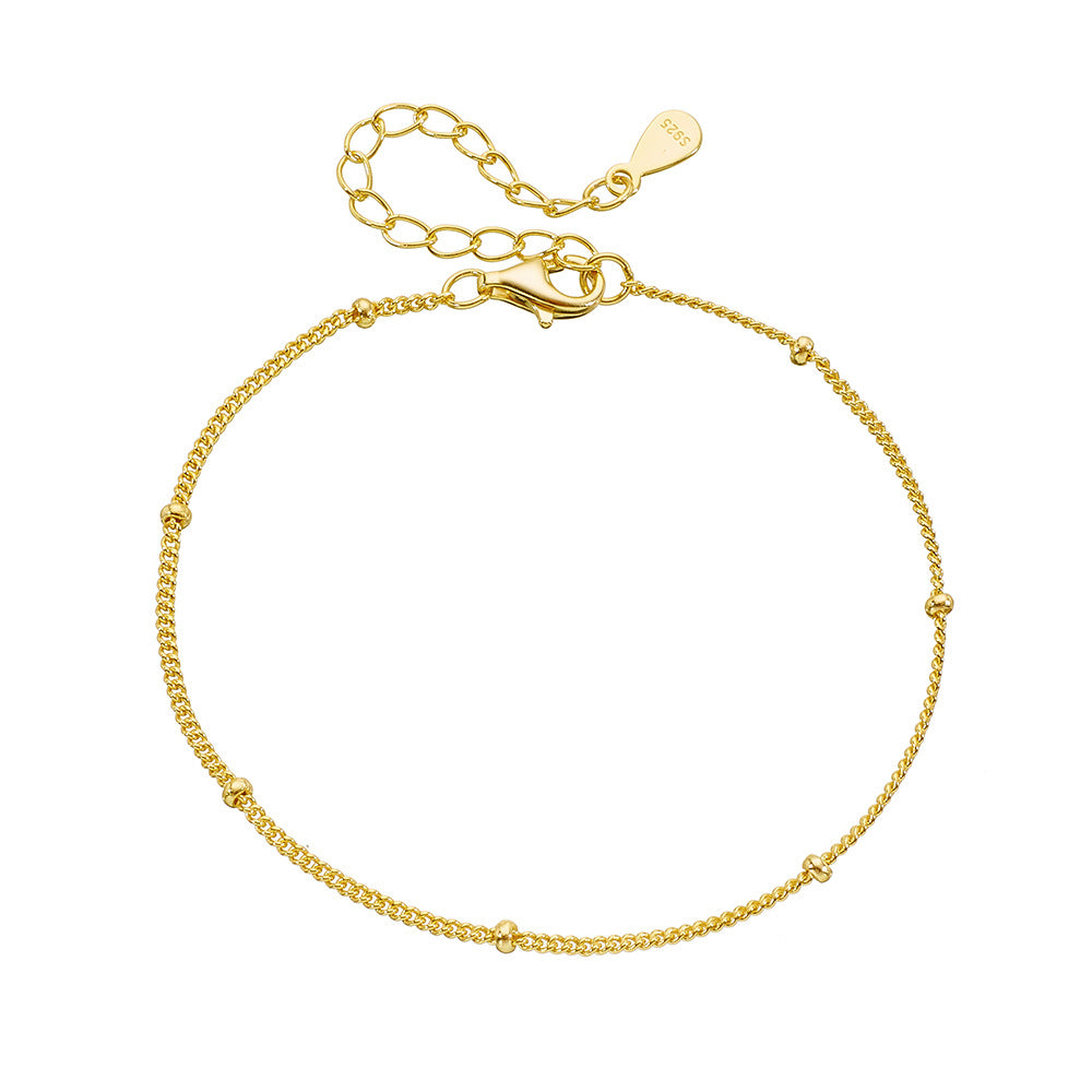 S925 Sterling Silver Doudou Chain Stacked With And Versatile Small Round Bead Bracelet