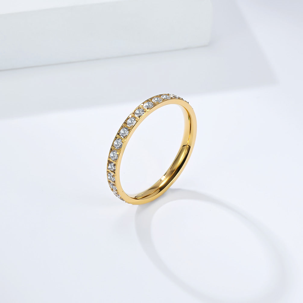 Planderful Stainless Steel Zircon Ring For Women Gypsy Star Inlaid Elegant Statement Everyday Genie