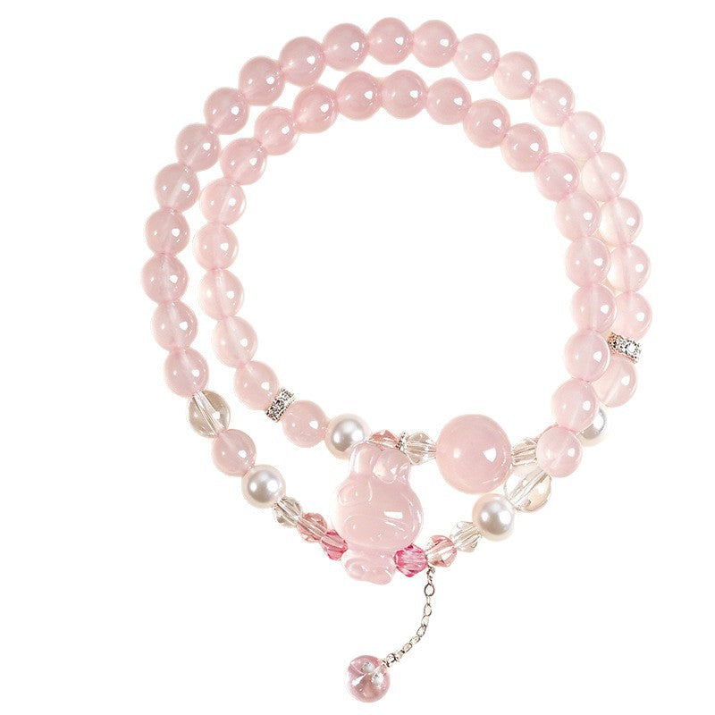 Rose Quartz Crystal Double-Wrap Bracelet
