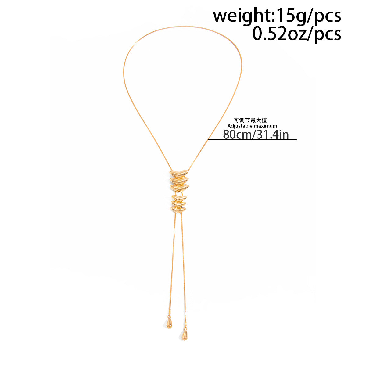 Pullable Adjustment Thin Snake Bone Chain Necklace Fish Bone Y-Shaped Long Clavicle