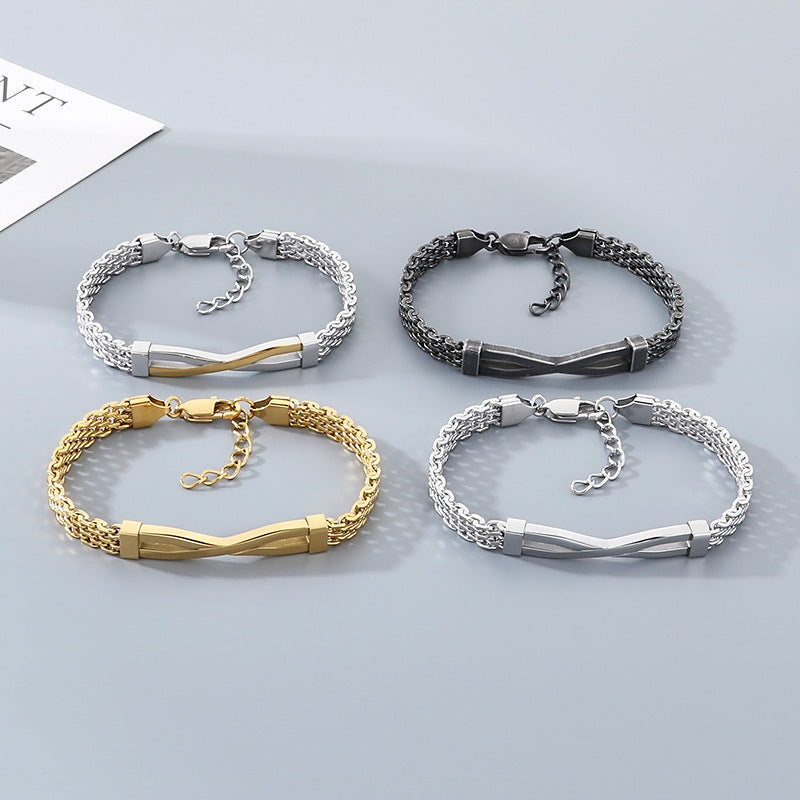 Stainless Steel Men's Design Geometric Cross Minimalist Style Titanium Steel Bracelet