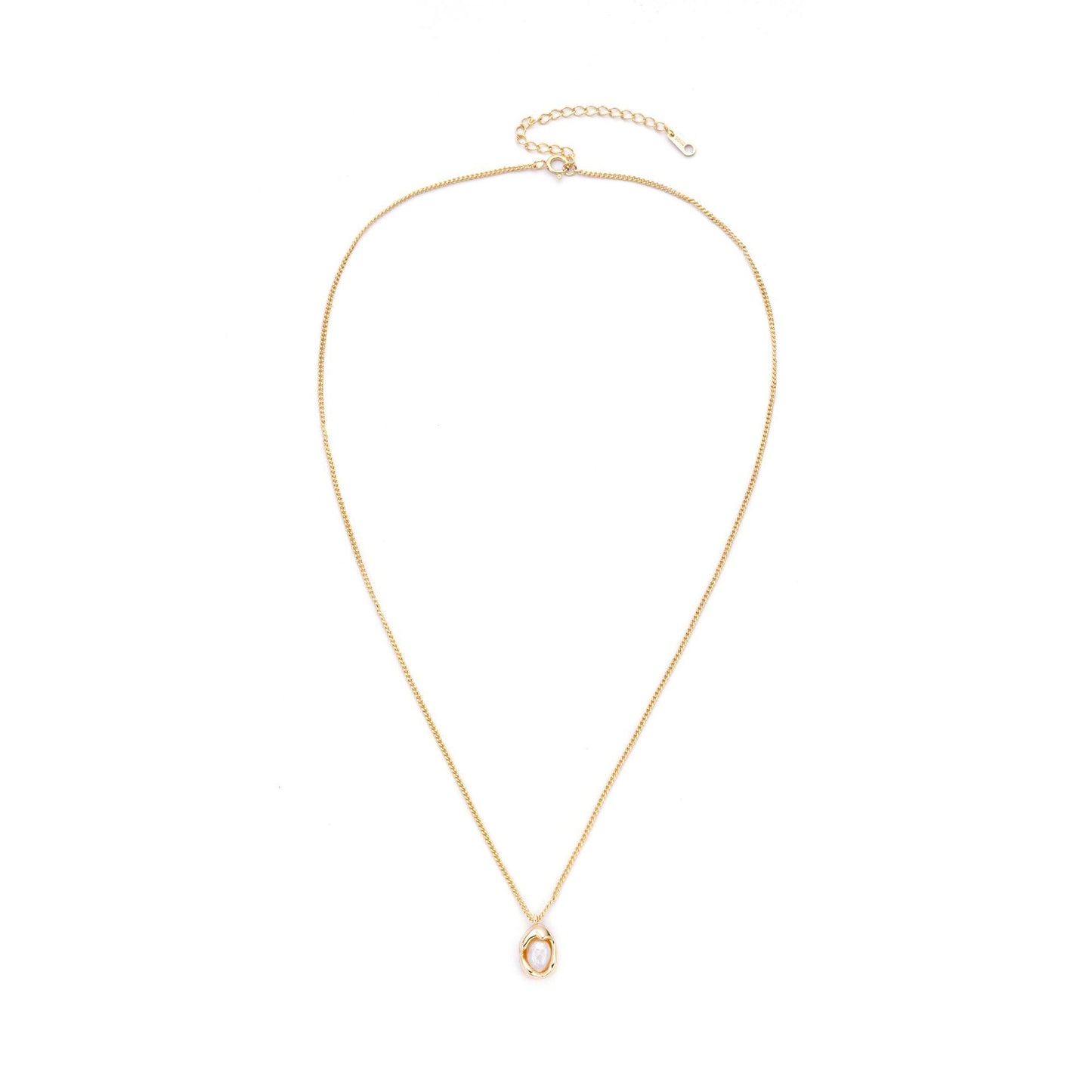 S925 Sterling Silver Pearl Necklace Women's Retro Chain Jewelry