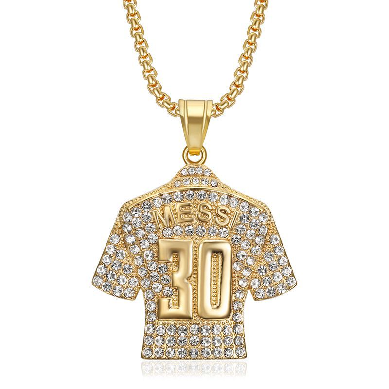 Zircon Necklace – Statement Hip Hop Football Jersey Pendant In Gold Plated Steel By Planderful