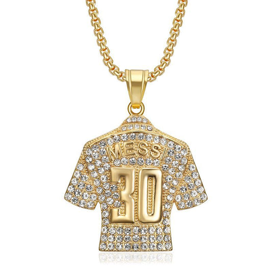 Zircon Necklace – Statement Hip Hop Football Jersey Pendant In Gold Plated Steel By Planderful