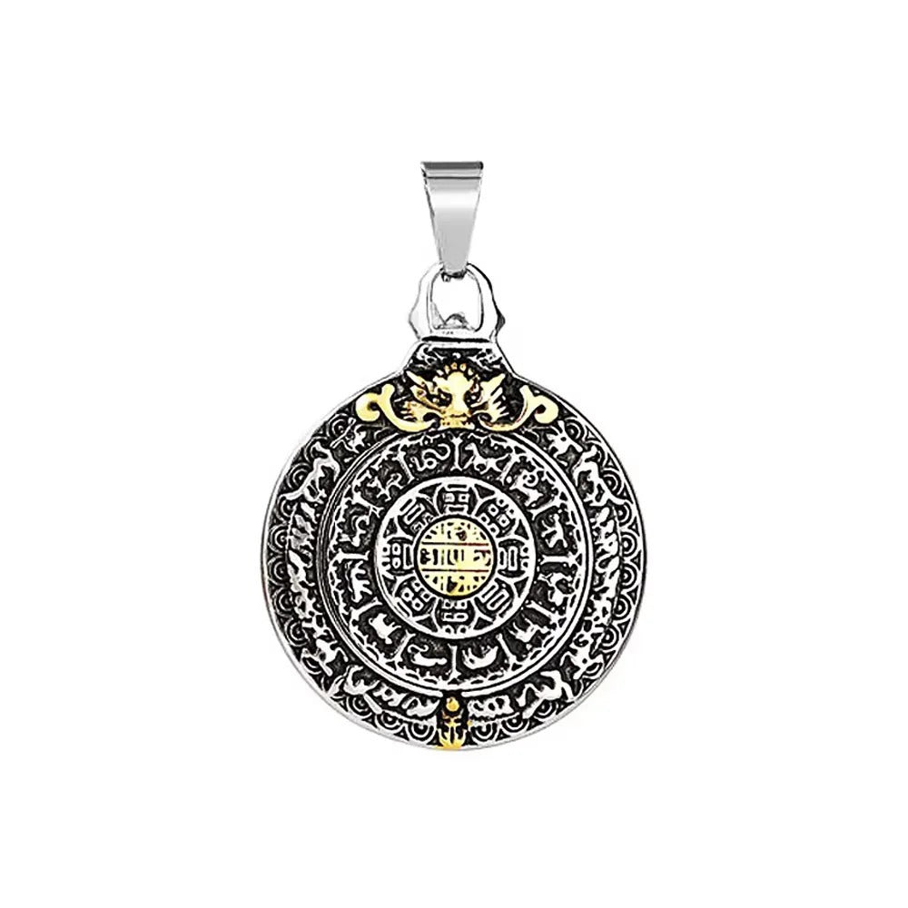 Jiugong Bagua Stainless Steel Men's Pendant Necklace