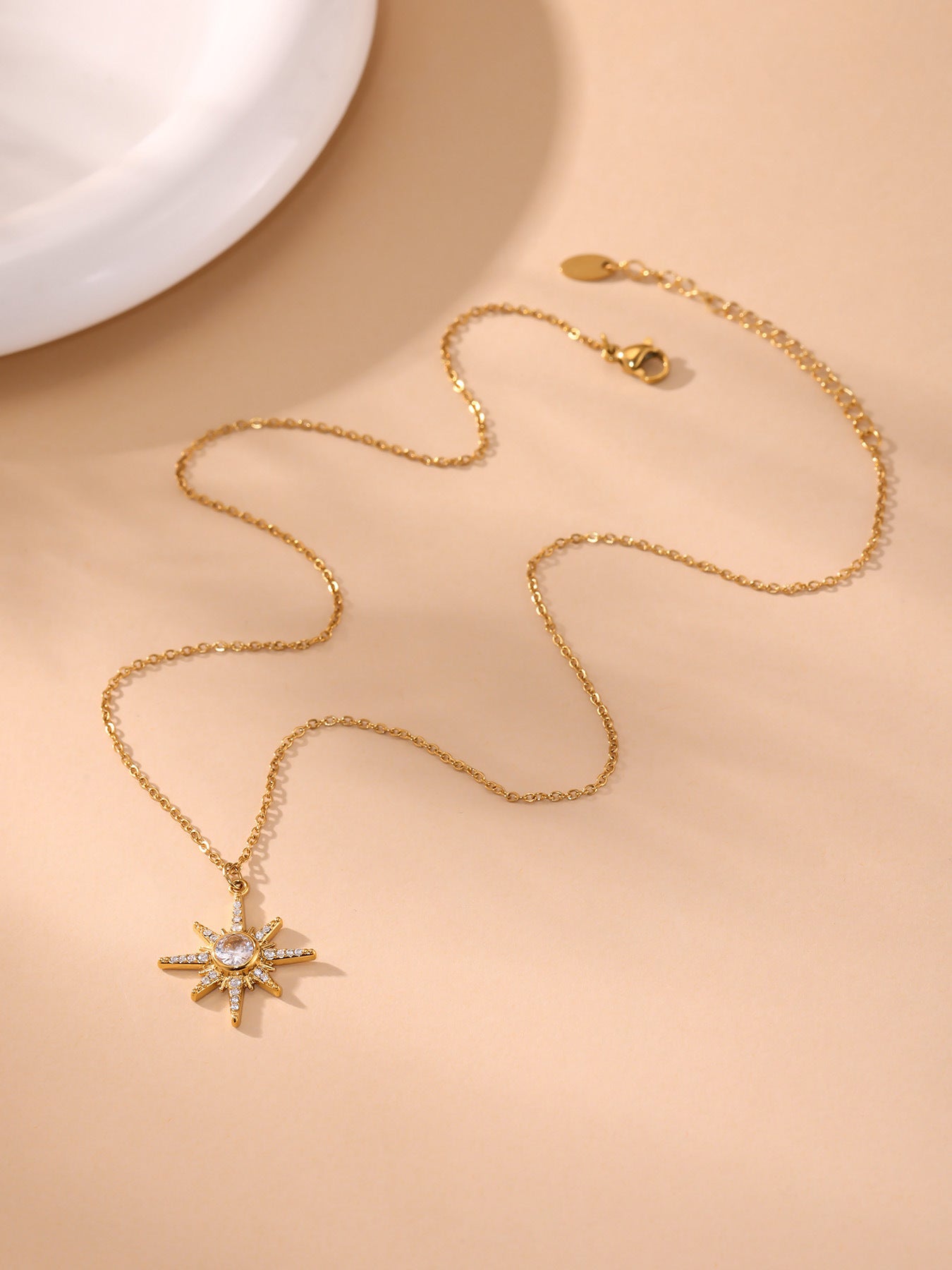 Planderful 18K Gold Dual Layer Octagram Zircon Necklace