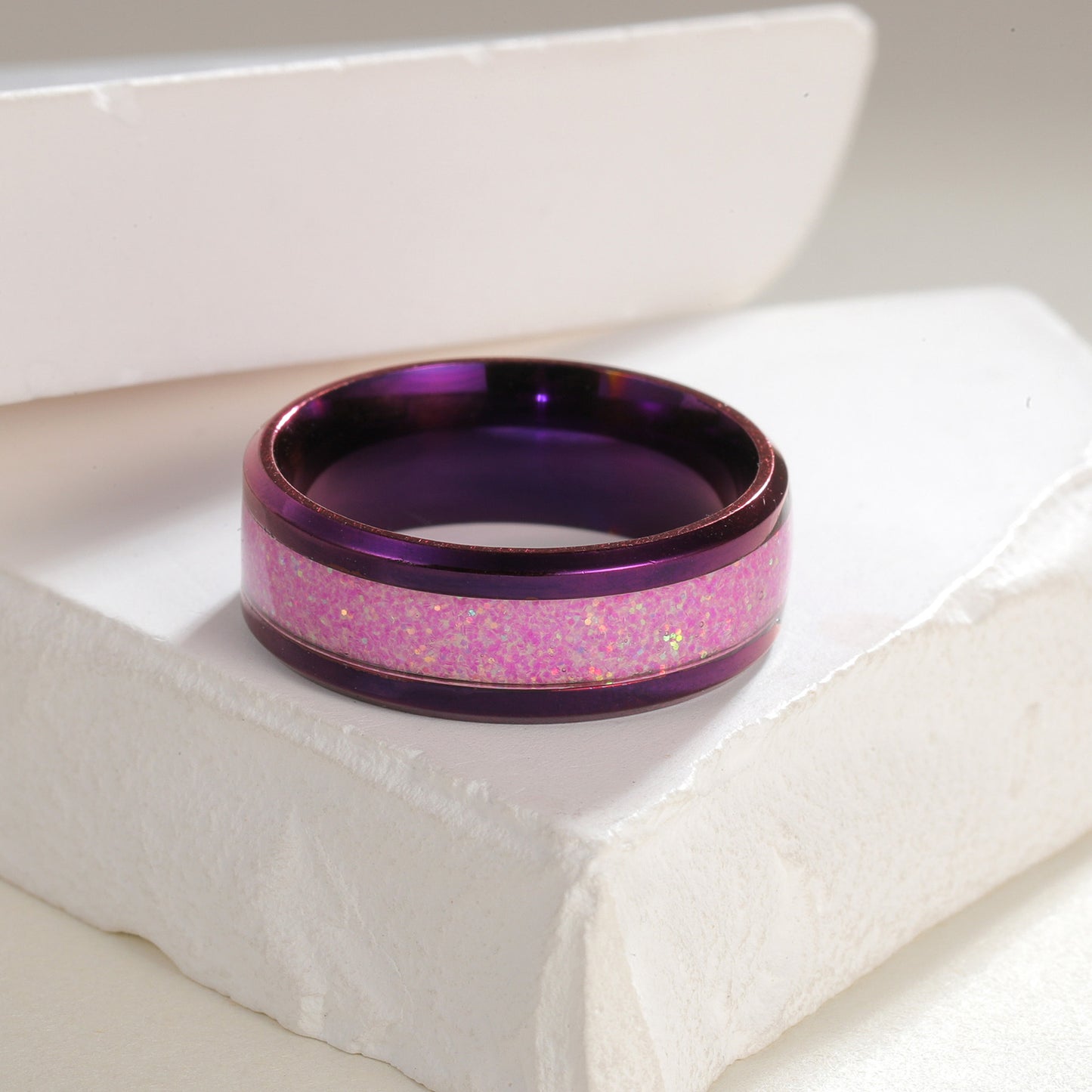 Planderful Mens Purple 8mm Titanium Steel Ring Fade Free
