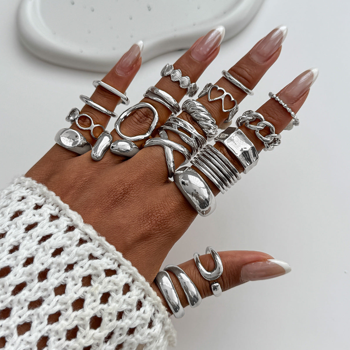 Planderful Vienna Verve Open Ring Set For Women Irregular Smooth Band With Statement Jewelry