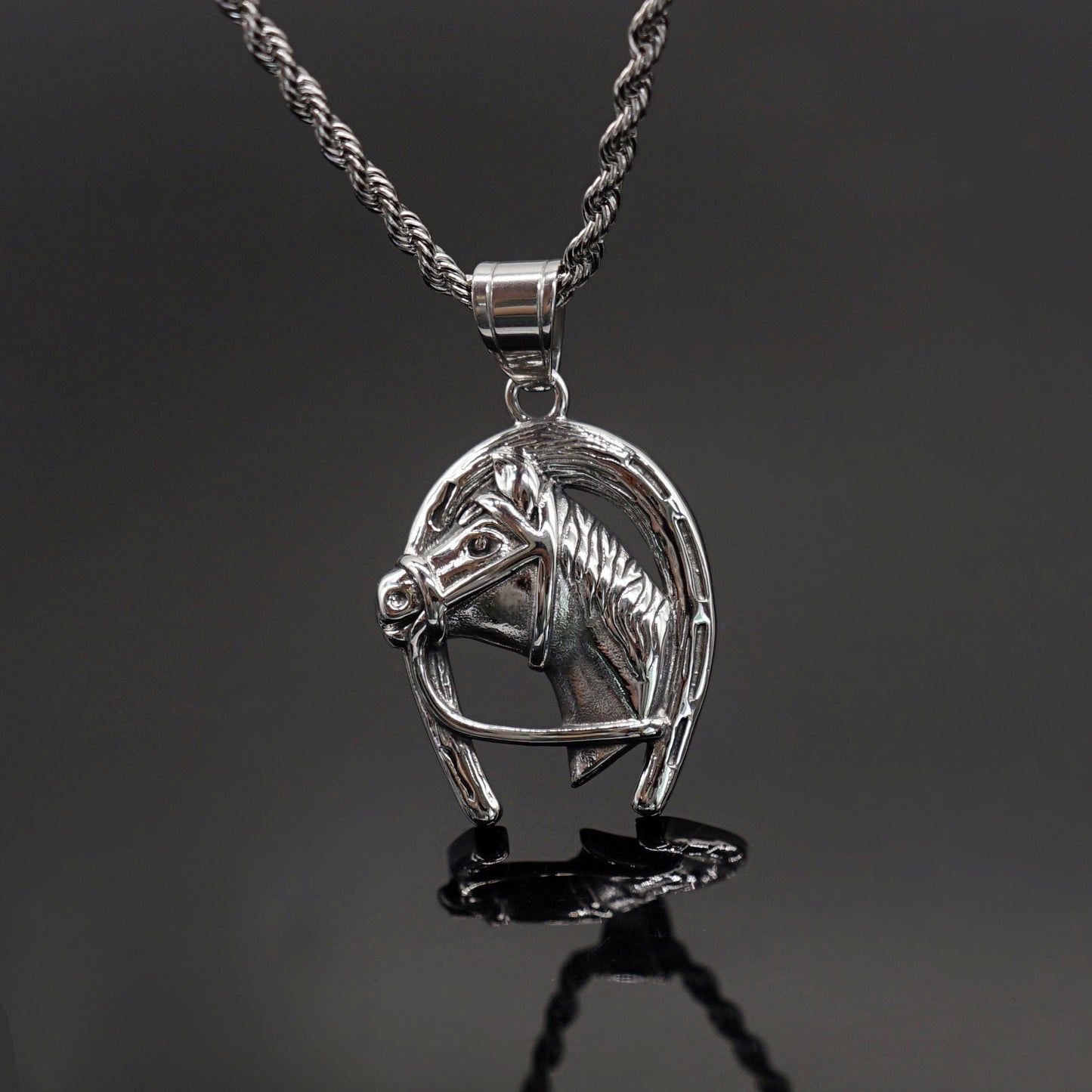 Steel Necklace – Vintage Planderful Horse Head Pendant Stainless Steel Chain Jewelry For Everyday Wear