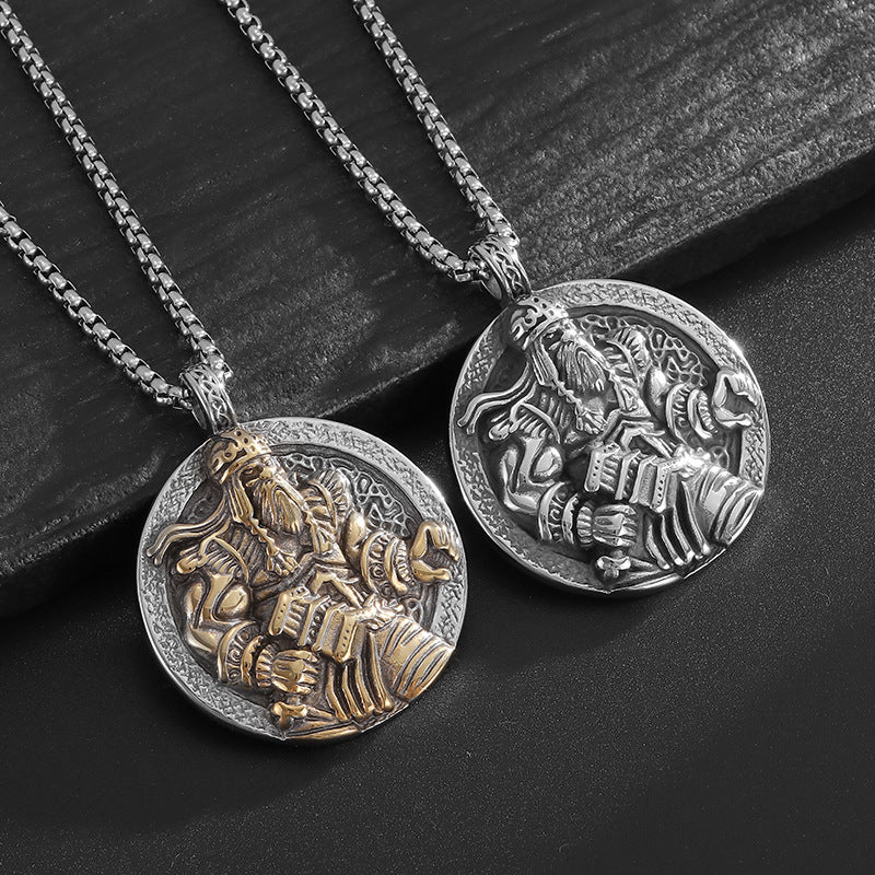 Odin Viking Pendant Necklace Stainless Steel Polished Vintage Gold Plated By Planderful Everyday Genie