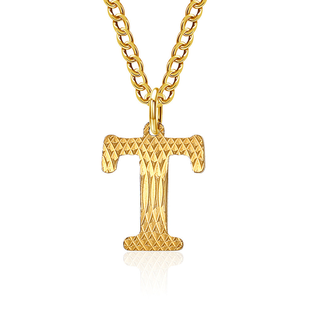 Planderful Everyday Genie Gold Plated Letter Surname Pendant For Couples Unisex Premium Magazine Style Jewelry