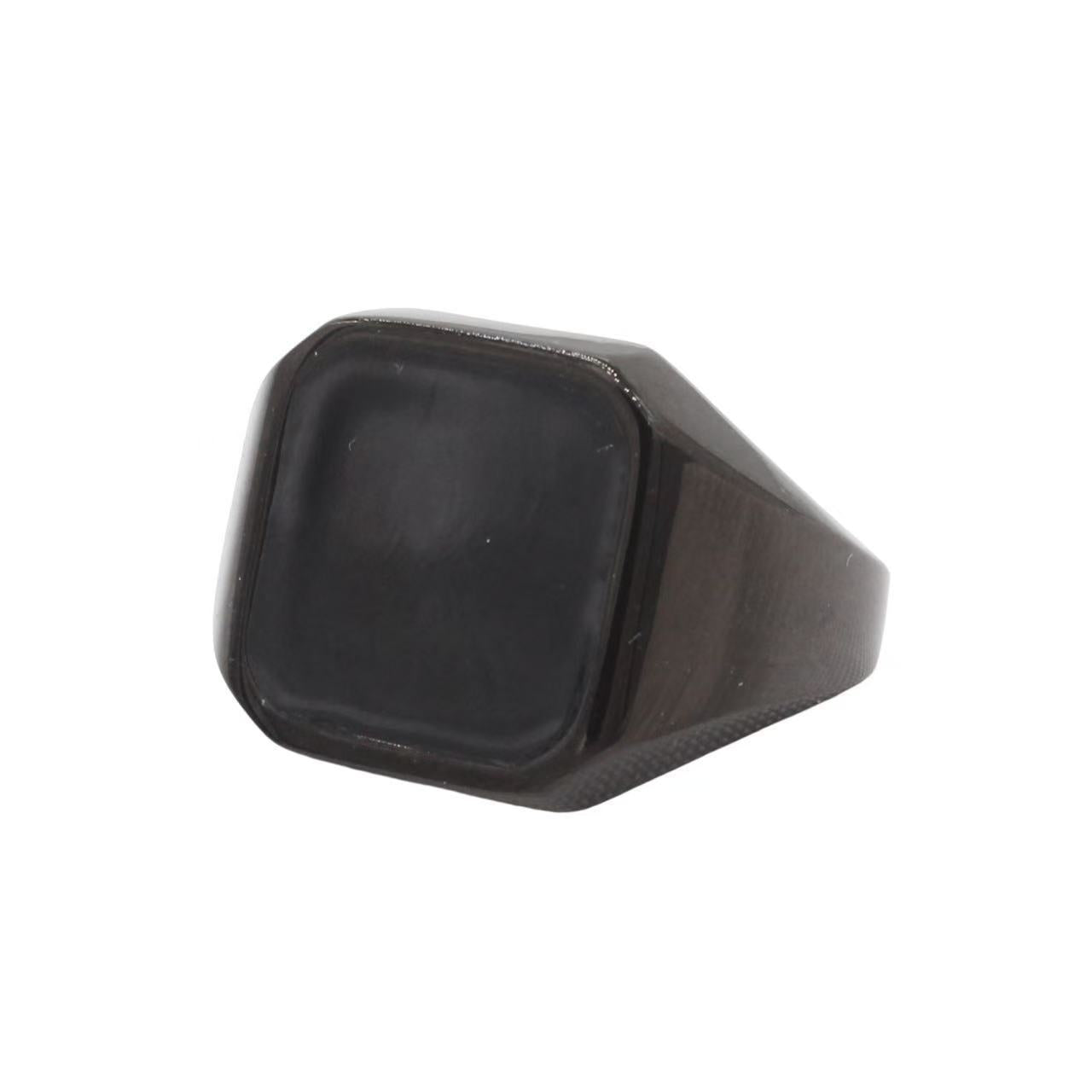 Planderful Jewelry Mens Titanium Steel Square Epoxy Ring Minimalist Modern European Design