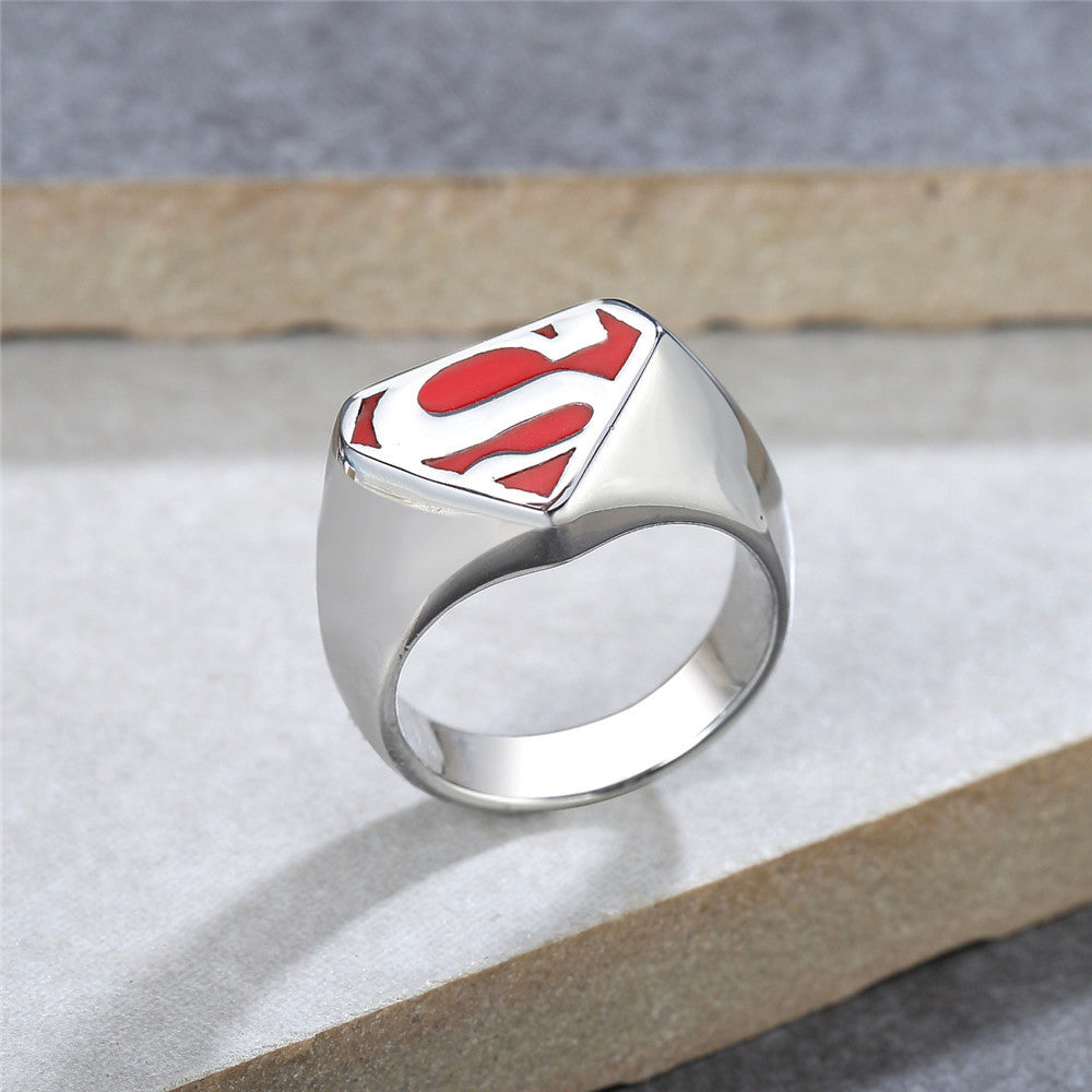 Superman Titanium Steel Ring for Men - European and American Fashion