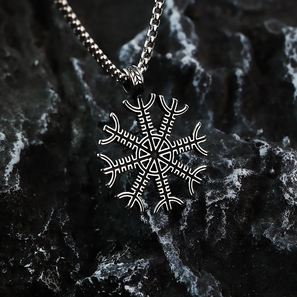 Nordic Vintage Men's Pendant Stainless Steel Viking Compass Necklace