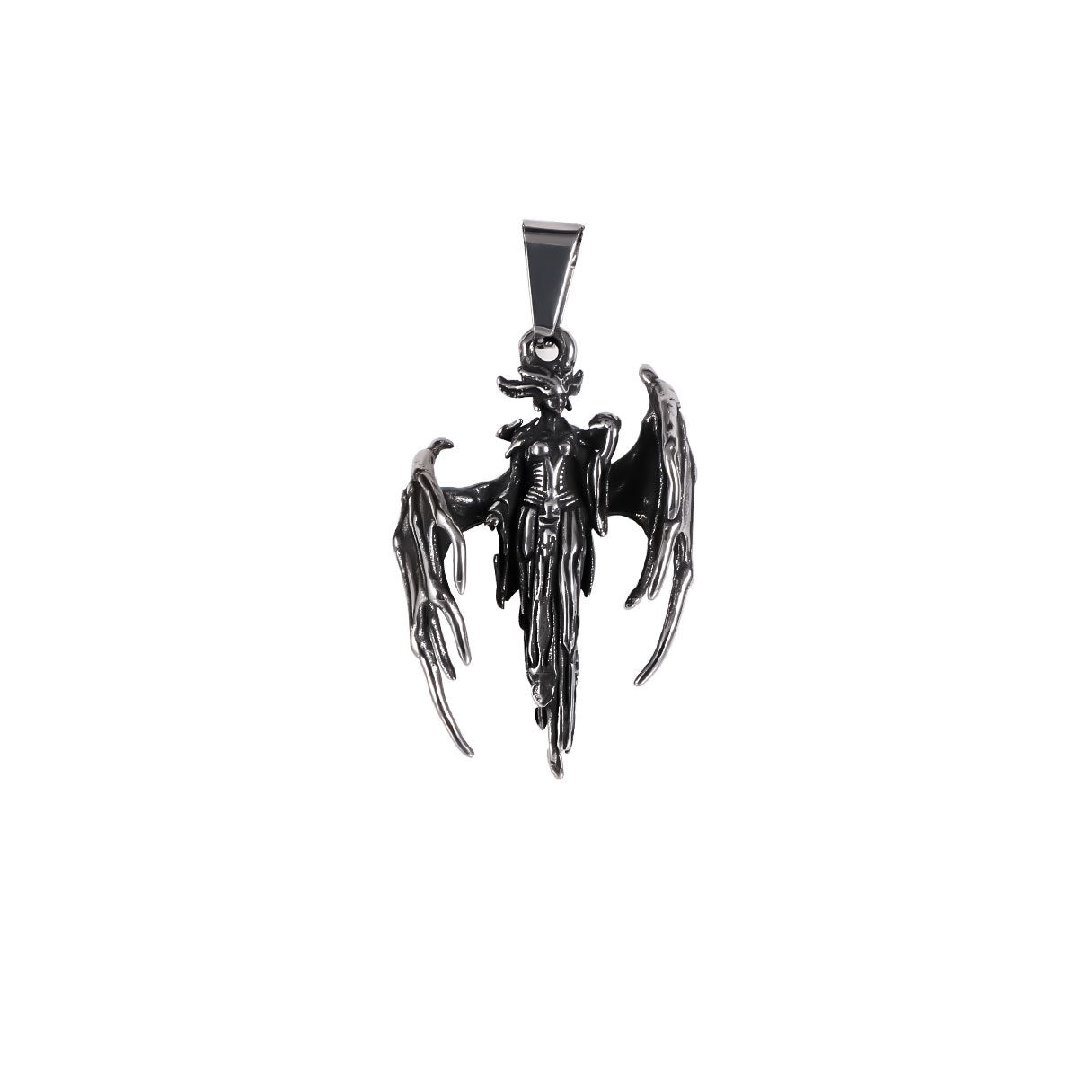 Punk Muse Mechanical Ji Skeleton Men's Necklace Fallen Angel Pendant Ornament