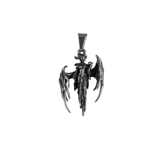 Punk Muse Mechanical Ji Skeleton Men's Necklace Fallen Angel Pendant Ornament