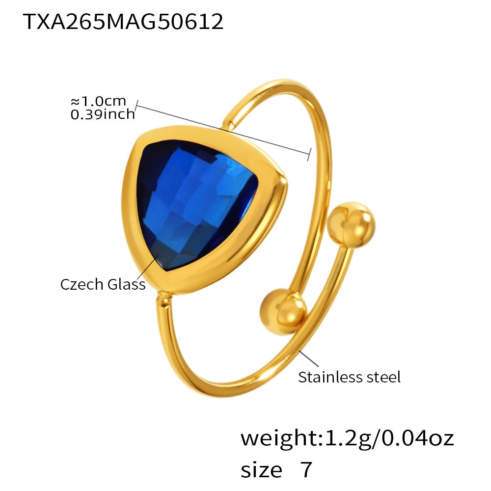 Planderful 18K Gold Plated Ring For Her Czech Glass Ball