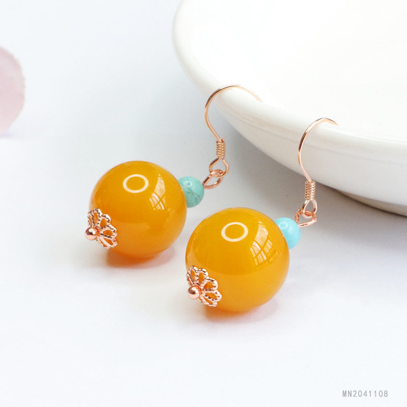 Yellow Chalcedony 925 Silver Hook Earrings