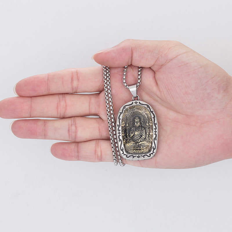 Steel Necklace – Vintage Buddha Pendant
