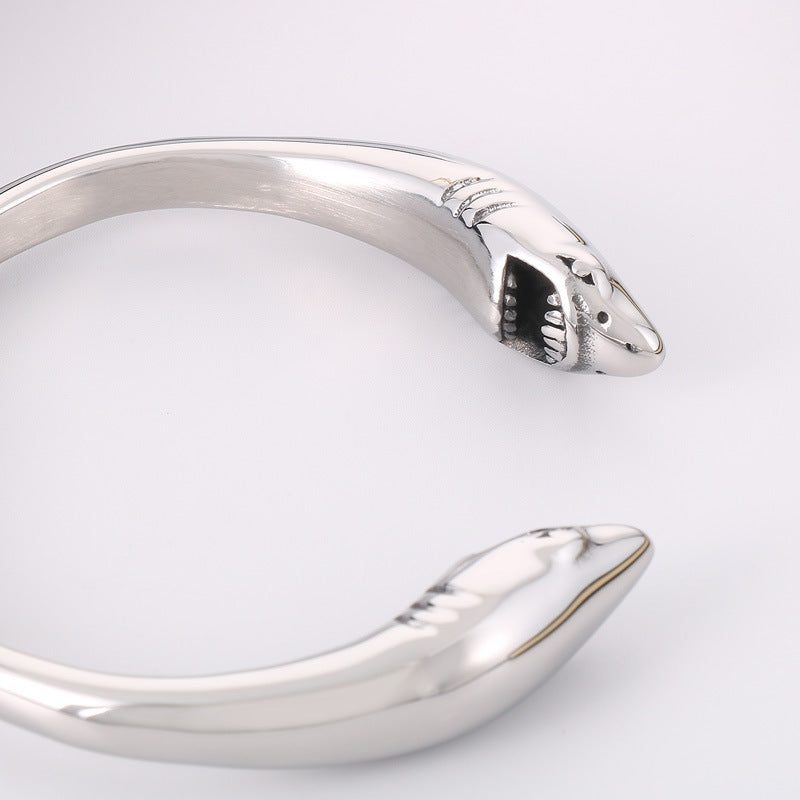 Cute Animal Bracelet – Glossy Double Shark Stainless Steel Men's