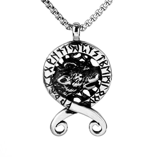Vintage Stainless Steel Men's Pendant Viking Rune Necklace