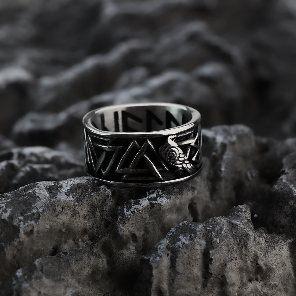 Planderful Viking Rune Ring Stainless Steel Retro Style For Men Everyday Genie Collection