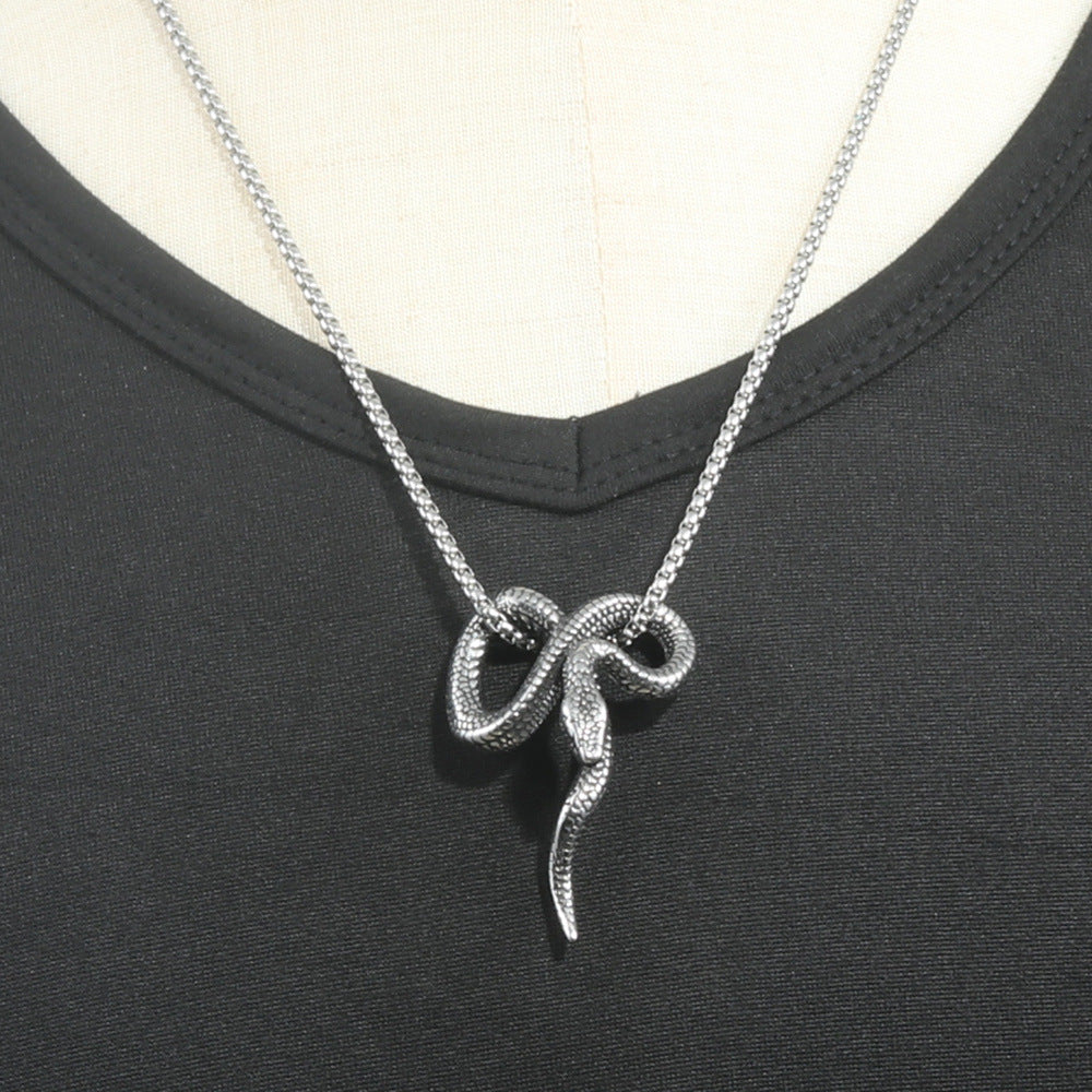 European And American Stainless Steel Snake Pendant Necklace