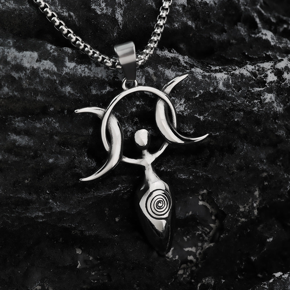 Retro Stainless Steel Men's Pendant Personalized Star Moon Necklace