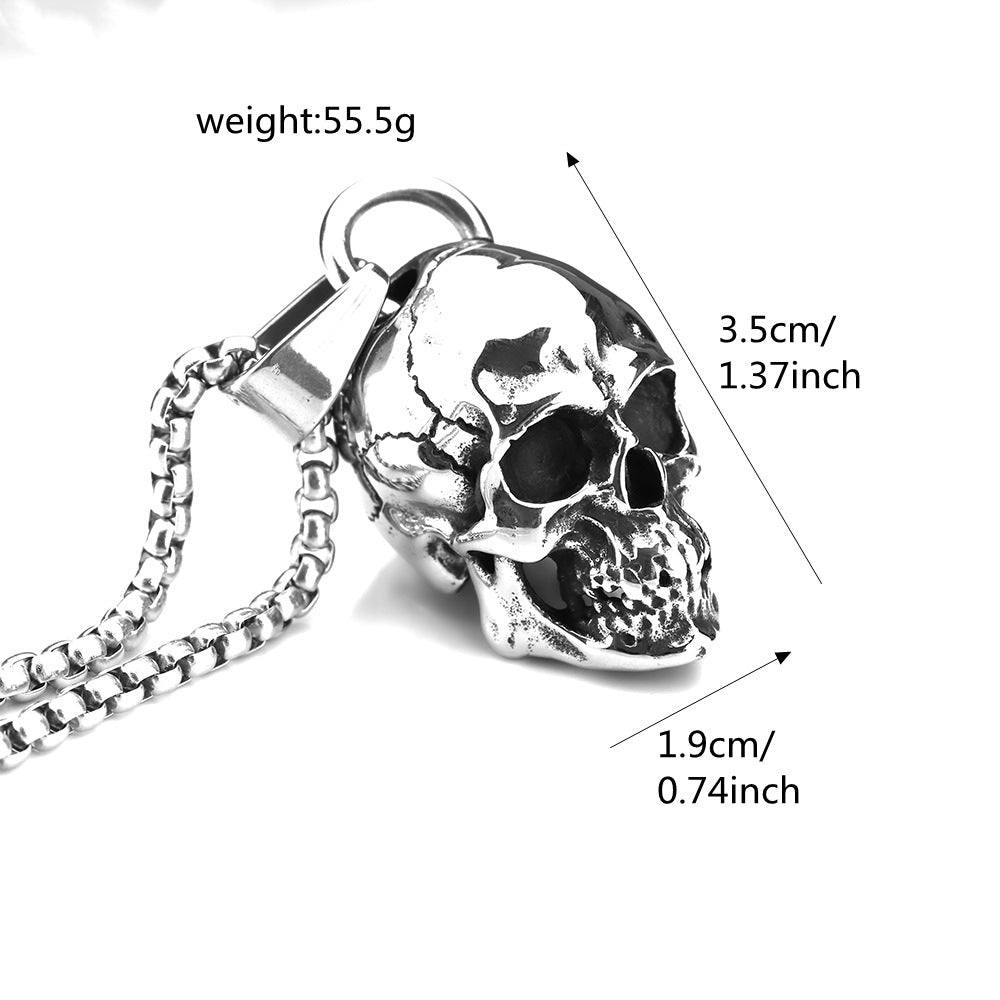 Planderful Punk Skull Pendant For Men In Titanium Steel Personalized Retro Domineering Necklace