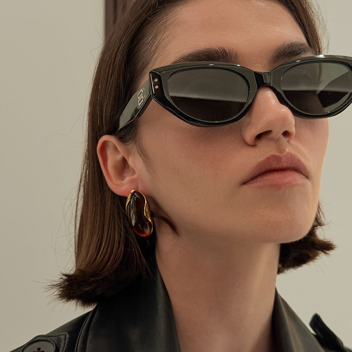 Planderful Stainless Steel Amber Smudged Stud Earrings Vienna Verve For Modern Women Resin Color Statement