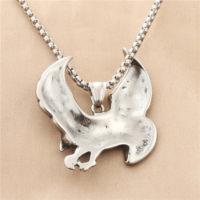 Personalized Titanium Steel Eagle Wings Pendant Necklace for Men - Retro Punk Style