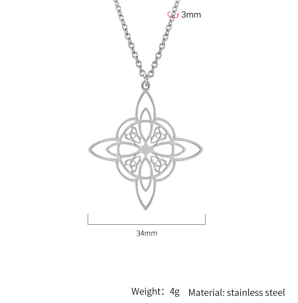 Planderful Nordic Celtic Eternal Knot Necklace Unisex Everyday Wear Durable Steel Chain