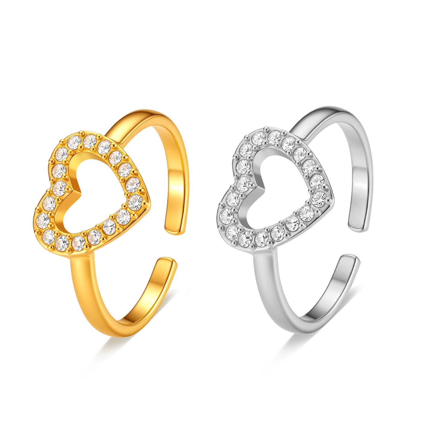 Planderful Zircon Stainless Steel Ring Adjustable For Women Unisex Everyday Genie Jewelry
